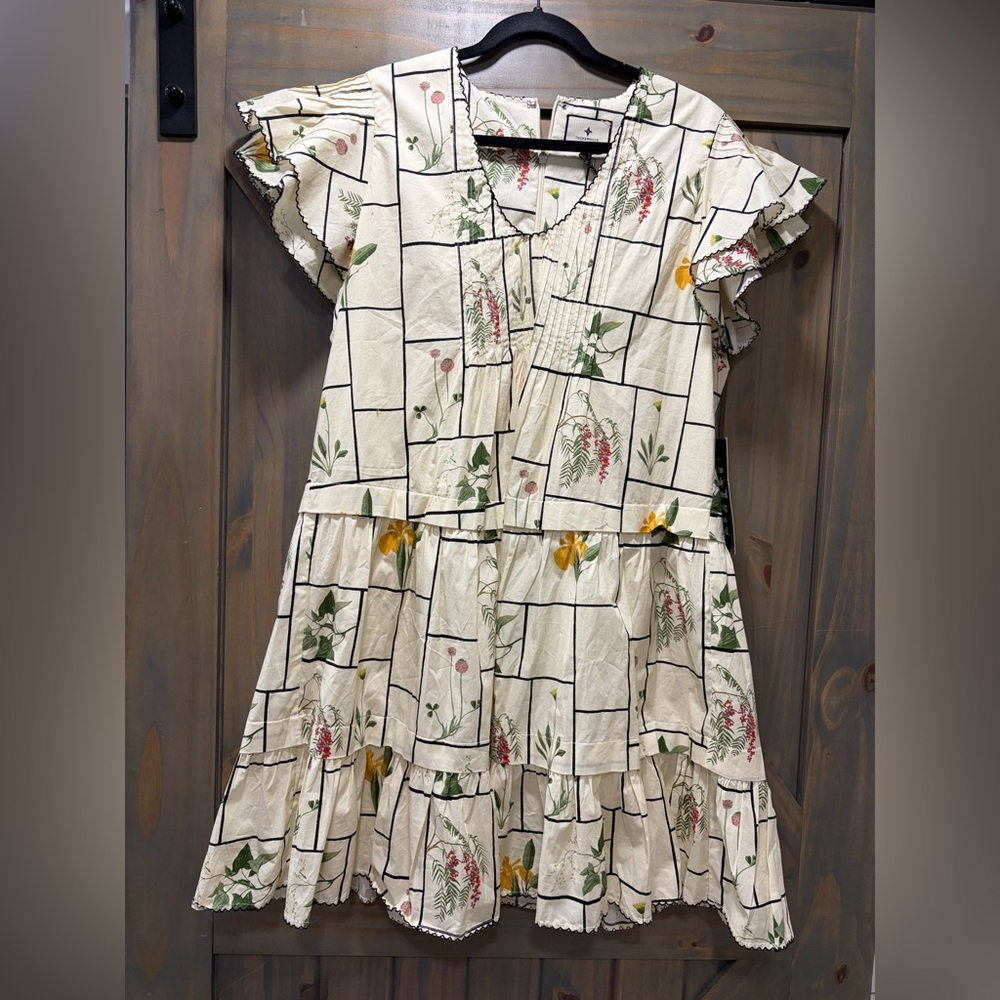 Tuckernuck Floral Fall Midi Dress - Cream, Green, Yellow XXL NWT